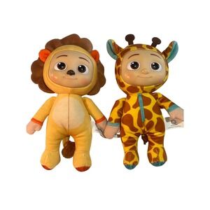 CoComelon JJ Plush Doll Set Lion and Giraffe Animal Costumes 2021 Moonbug 2pc
